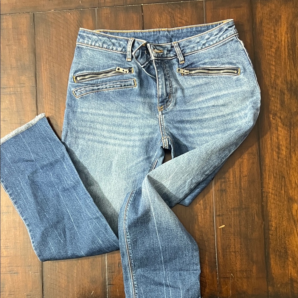 Zadig & Voltaire Denim Straight Leg Jeans with Zipper Accents